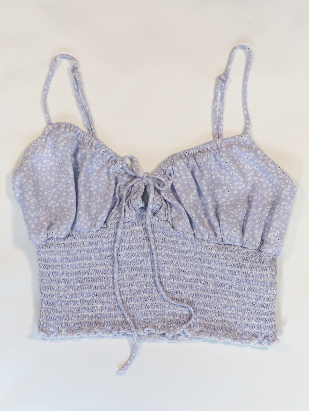 Garage Smocked Cropped Cami Top | Purple Floral Size Small